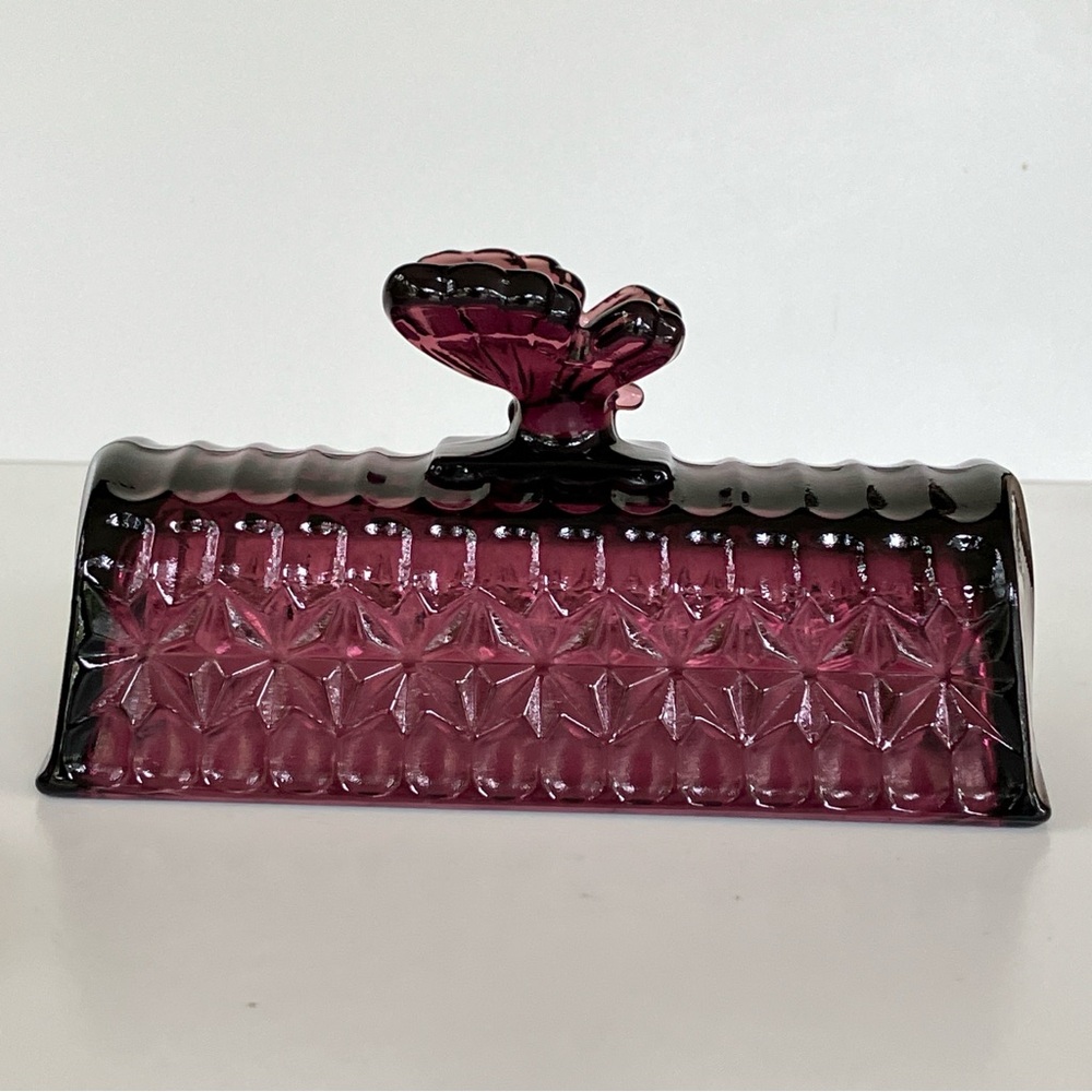 Circleware Plum Purple Amethyst Butterfly Butter Dish - Picture 10 of 16